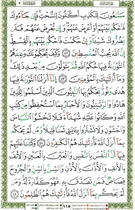 Quran page 115 — Surah Al-Ma'ida (المائدة) — Holy Quran Al-Karim