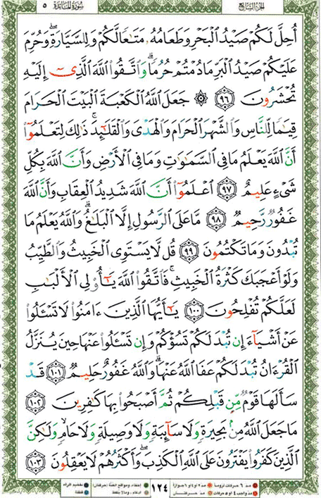 Quran page 124 — Surah Al-Ma'ida (المائدة) — Holy Quran Al-Karim