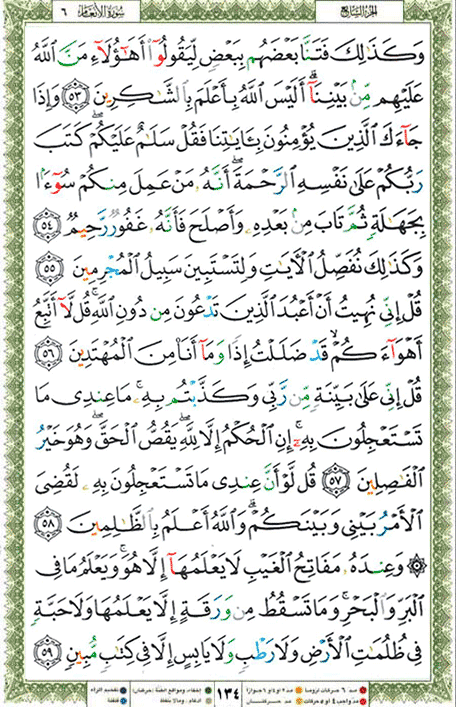 Quran page 134 — Surah Al-An'am (الأنعام) — Holy Quran Al-Karim