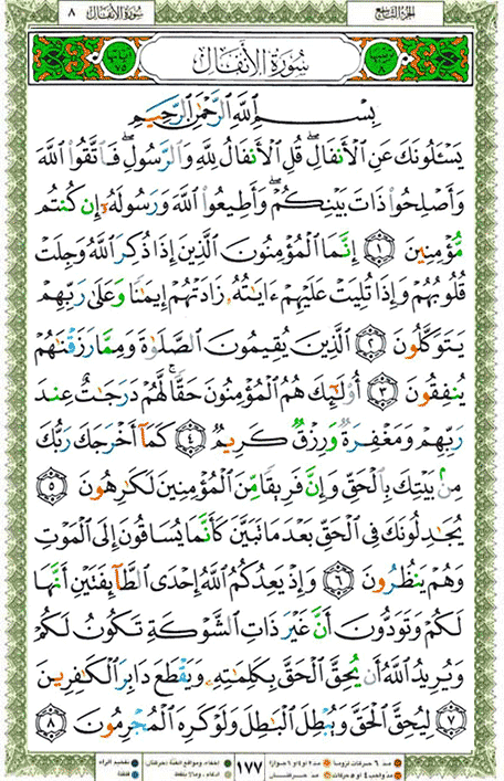 Quran page 177 — Surah Al-Anfal (الأنفال) — Holy Quran Al-Karim