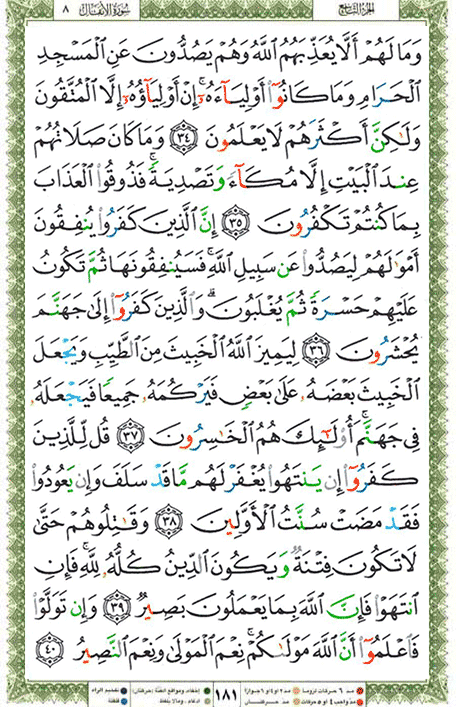 Quran page 181 — Surah Al-Anfal (الأنفال) — Holy Quran Al-Karim