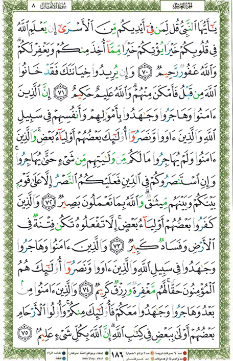 Quran page 186 — Surah Al-Anfal (الأنفال) — Holy Quran Al-Karim
