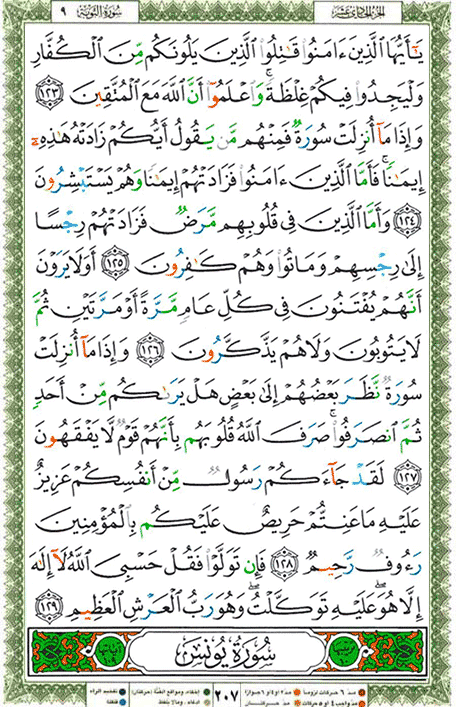 Quran page 207 — Surah At-Tawba (التوبة) — Holy Quran Al-Karim