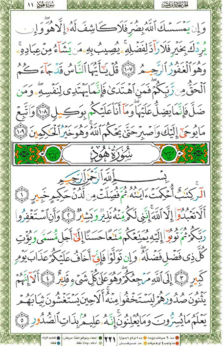 Quran page 221 — Surah Hud (هود) — Holy Quran Al-Karim