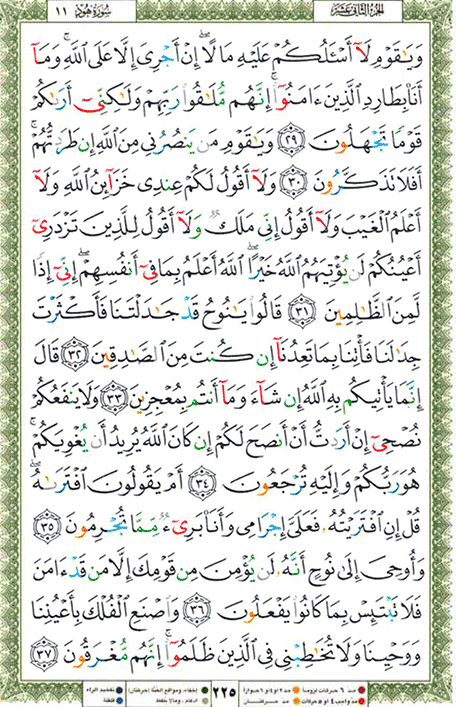 Quran page 225 — Surah Hud (هود) — Holy Quran Al-Karim
