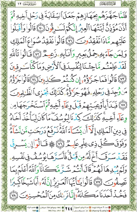 Quran page 244 — Surah Yusuf (يوسف) — Holy Quran Al-Karim