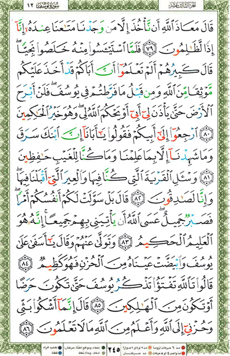Quran page 245 — Surah Yusuf (يوسف) — Holy Quran Al-Karim