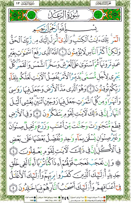 Quran page 249 — Surah Ar-Ra'd (الرعد) — Holy Quran Al-Karim
