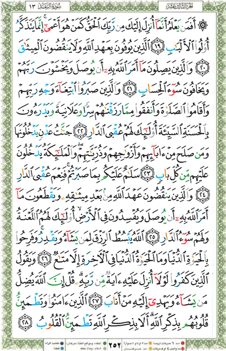 Quran page 252 — Surah Ar-Ra'd (الرعد) — Holy Quran Al-Karim