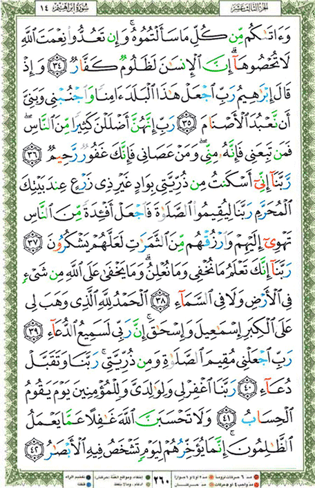 Quran page 260 — Surah Ibrahim (ابراهيم) — Holy Quran Al-Karim