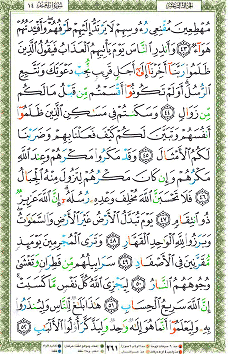 Quran page 261 — Surah Ibrahim (ابراهيم) — Holy Quran Al-Karim