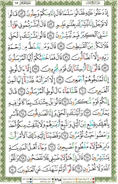 Quran page 265 — Surah Al-Hijr (الحجر) — Holy Quran Al-Karim
