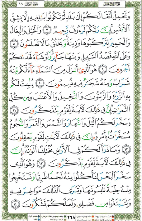 Quran page 268 — Surah An-Nahl (النحل) — Holy Quran Al-Karim