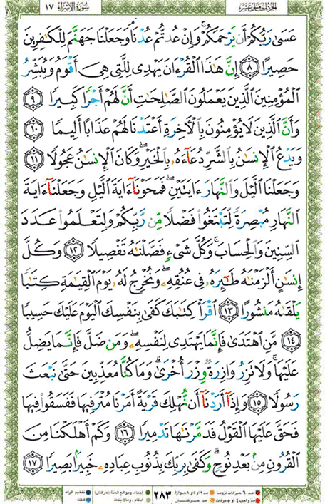 Quran page 283 — Surah Al-Isra (الإسراء) — Holy Quran Al-Karim