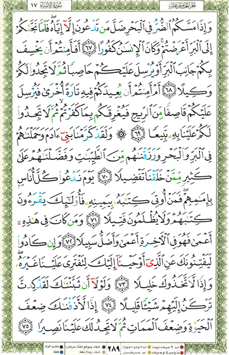 Quran page 289 — Surah Al-Isra (الإسراء) — Holy Quran Al-Karim