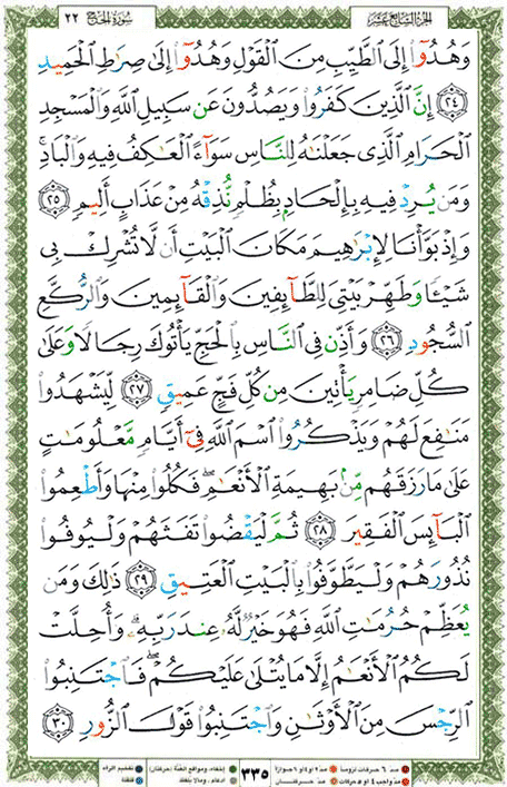 Quran page 335 — Surah Al-Hajj (الحج) — Holy Quran Al-Karim