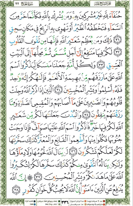 Quran page 336 — Surah Al-Hajj (الحج) — Holy Quran Al-Karim