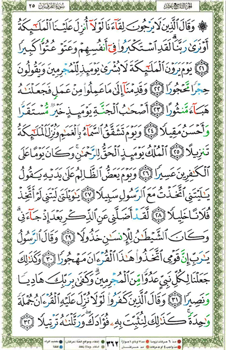 Quran page 362 — Surah Al-Furqan (الفرقان) — Holy Quran Al-Karim