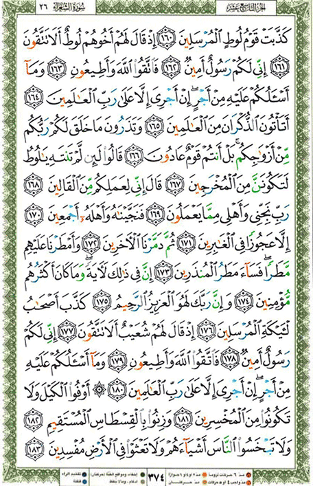 Quran page 374 — Surah Ash-Shu'ara (الشعراء) — Holy Quran Al-Karim