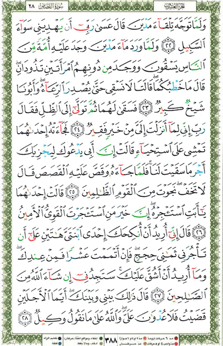 Quran page 388 — Surah Al-Qasas (القصص) — Holy Quran Al-Karim