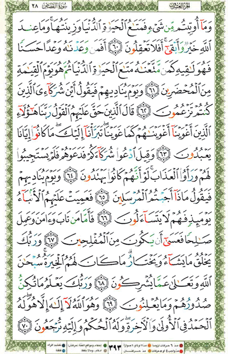 Quran page 393 — Surah Al-Qasas (القصص) — Holy Quran Al-Karim