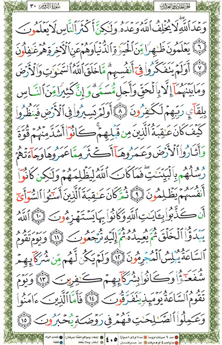 Quran page 405 — Surah Ar-Rum (الروم) — Holy Quran Al-Karim