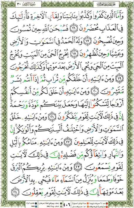 Quran page 406 — Surah Ar-Rum (الروم) — Holy Quran Al-Karim