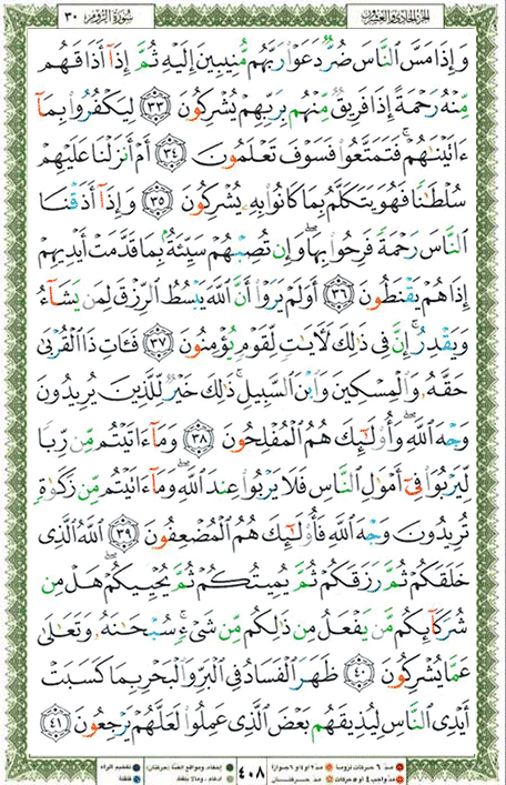 Quran page 408 — Surah Ar-Rum (الروم) — Holy Quran Al-Karim