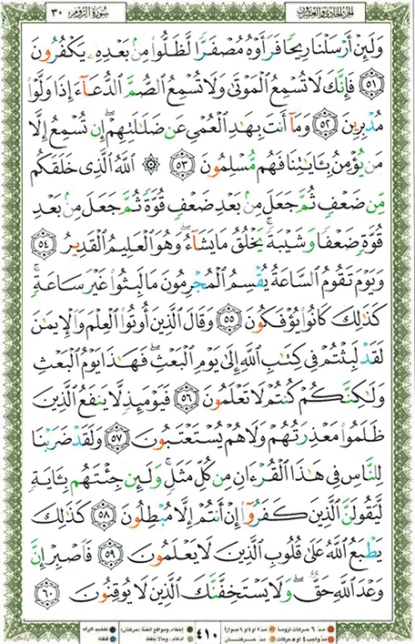 Quran page 410 — Surah Ar-Rum (الروم) — Holy Quran Al-Karim