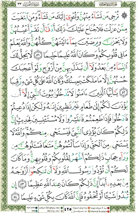 Quran page 425 — Surah Al-Ahzab (الأحزاب) — Holy Quran Al-Karim