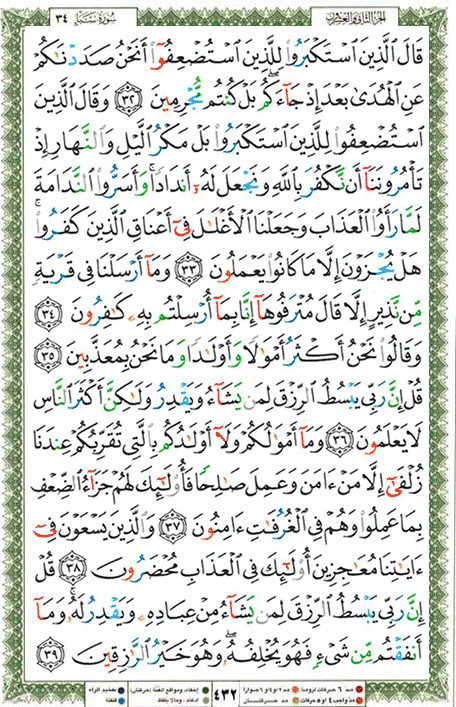 Quran page 432 — Surah Saba' (سبإ) — Holy Quran Al-Karim