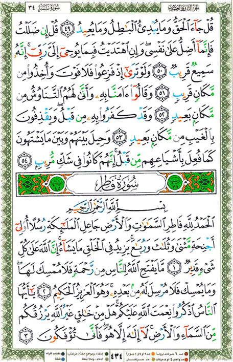 Quran page 434 — Surah Fatir (فاطر) — Holy Quran Al-Karim