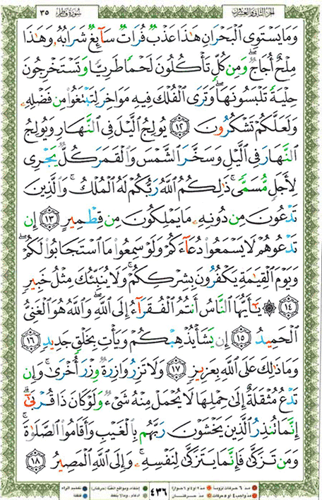 Quran page 436 — Surah Fatir (فاطر) — Holy Quran Al-Karim
