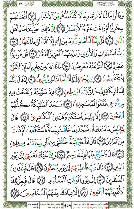 Quran page 457 — Surah Sad (ص) — Holy Quran Al-Karim