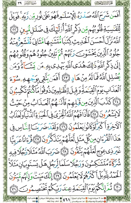 Quran page 461 — Surah Az-Zumar (الزمر) — Holy Quran Al-Karim