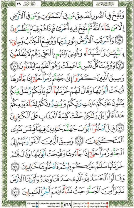 Quran page 466 — Surah Az-Zumar (الزمر) — Holy Quran Al-Karim