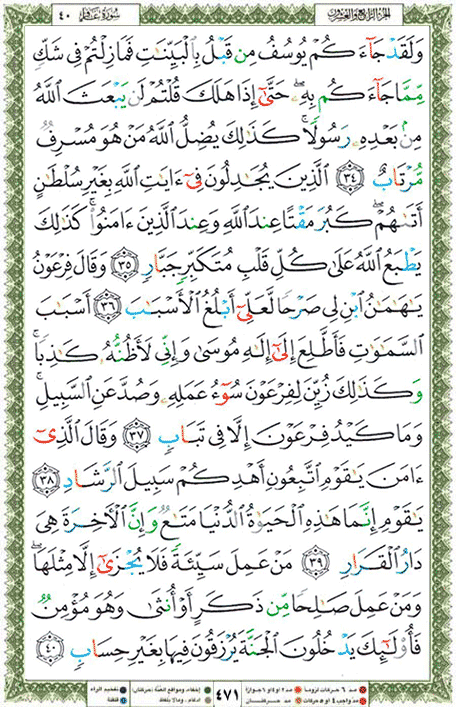 Quran page 471 — Surah Ghafir (غافر) — Holy Quran Al-Karim