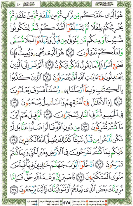Quran page 475 — Surah Ghafir (غافر) — Holy Quran Al-Karim