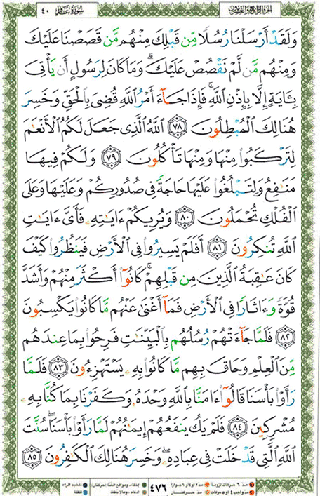 Quran page 476 — Surah Ghafir (غافر) — Holy Quran Al-Karim