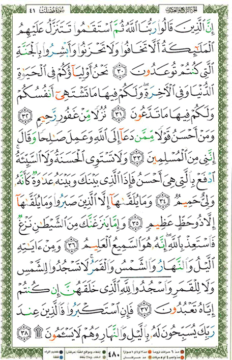 Quran page 480 — Surah Fussilat (فصلت) — Holy Quran Al-Karim