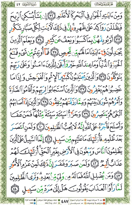 Quran page 487 — Surah Ash-Shura (الشورى) — Holy Quran Al-Karim