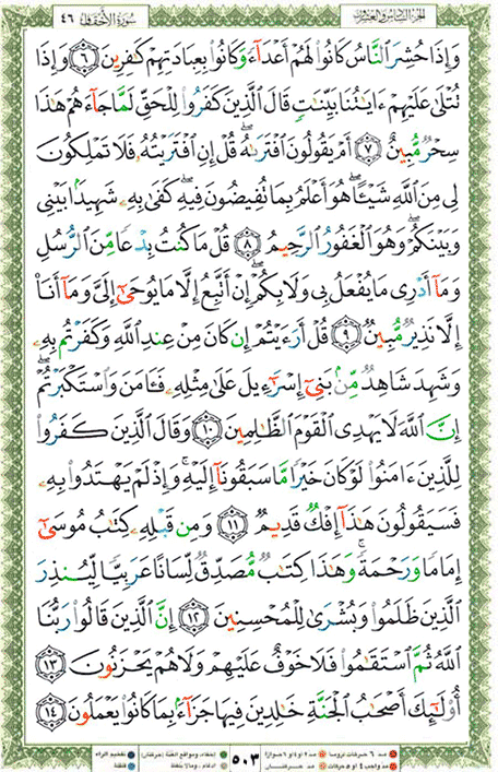 Quran page 503 — Surah Al-Ahqaf (الأحقاف) — Holy Quran Al-Karim