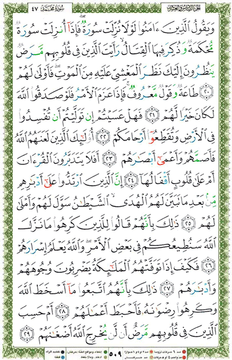 Quran page 509 — Surah Muhammad (محمد) — Holy Quran Al-Karim