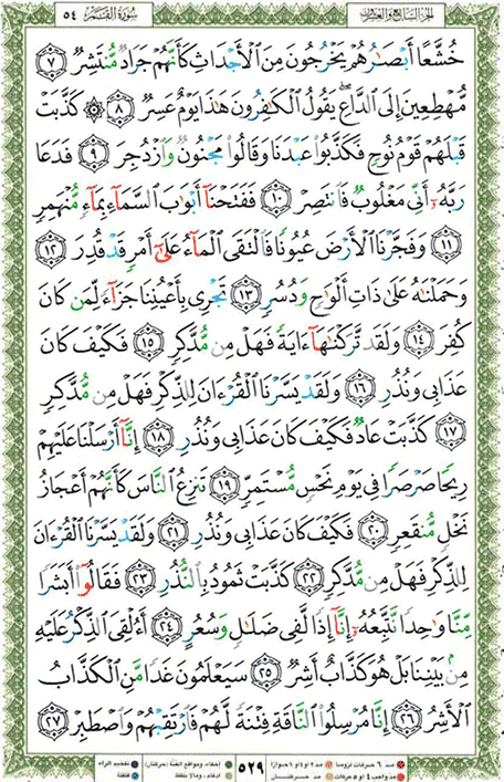 Quran page 529 — Surah Al-Qamar (القمر) — Holy Quran Al-Karim