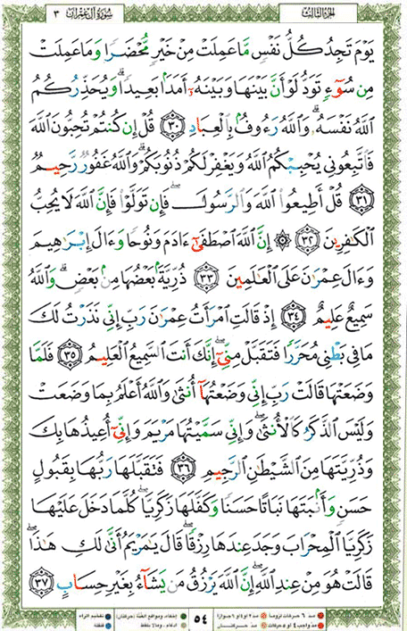 Quran page 54 — Surah Al-Imran (آل عمران) — Holy Quran Al-Karim