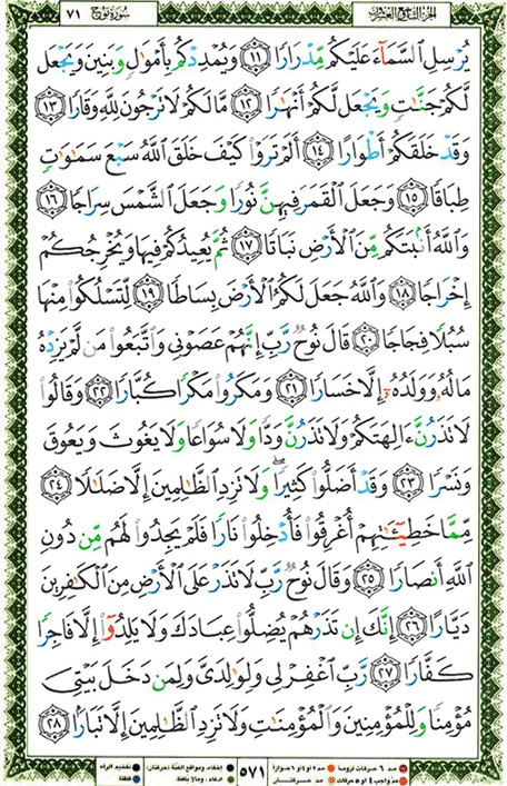 Quran page 571 — Surah Nuh (نوح) — Holy Quran Al-Karim