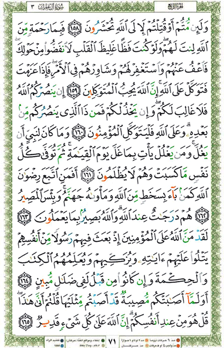 Quran page 71 — Surah Al-Imran (آل عمران) — Holy Quran Al-Karim