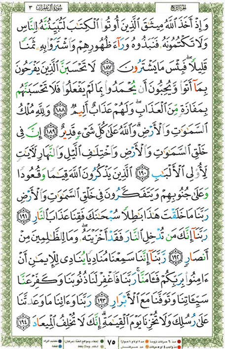 Quran page 75 — Surah Al-Imran (آل عمران) — Holy Quran Al-Karim