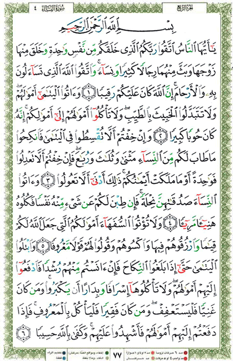 Quran page 77 — Surah An-Nisa (النساء) — Holy Quran Al-Karim