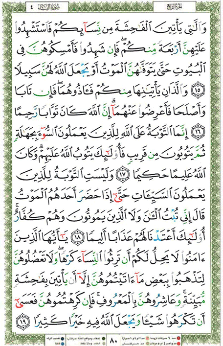 Quran page 80 — Surah An-Nisa (النساء) — Holy Quran Al-Karim